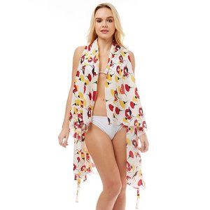 LOF Vibrant Abstract Floral Pattern Beach Cover Up